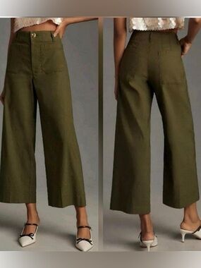 Maeve Colette Olive Green Wide-Leg Pants